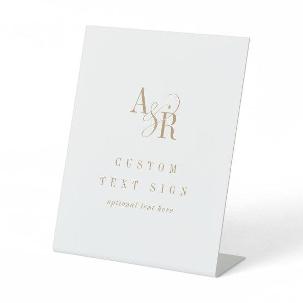 ANDREA Gold White Simple Minimalist Custom Wedding Pedestal Sign