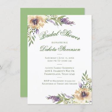 Anemone and Lavender | Vintage Chic Bridal Shower Invitations