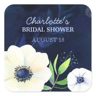 Anemone Dream Watercolor Bridal Shower Square Sticker