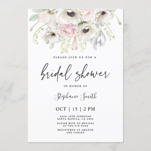 Anemone floral Bridal Shower Invitations