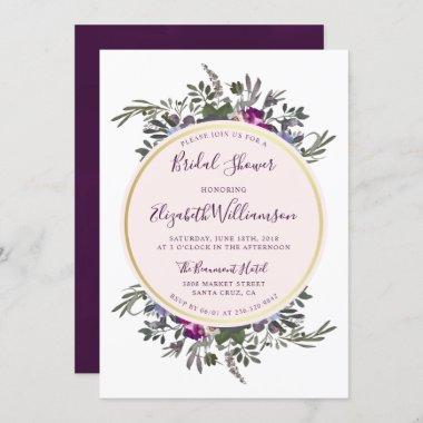 Anemone & Rose Wreath | Floral Bridal Shower Invitations