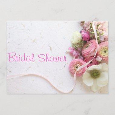 anemones, ranunculus, ribbon bridal shower Invitations