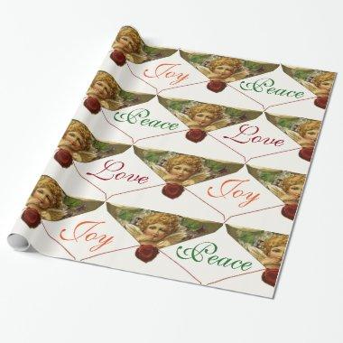 ANGEL HEART RED WAX SEAL Love Peace Joy Wrapping Paper