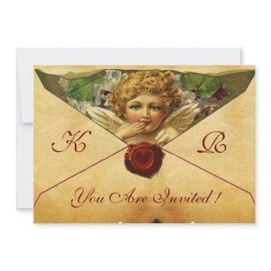 ANGEL HEART WAX SEAL PARCHMENT MONOGRAM Invitations