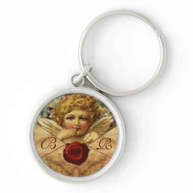 ANGEL HEART WAX SEAL PARCHMENT MONOGRAM KEYCHAIN