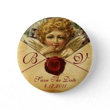 ANGEL HEART WAX SEAL PARCHMENT Save the Date Pinback Button