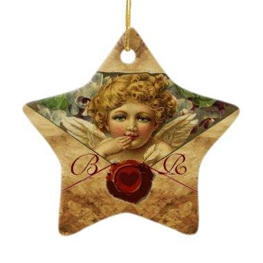 ANGEL HEART WAX SEAL PARCHMENT Star Monogram Ceramic Ornament