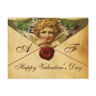 ANGEL HEART WAX SEAL PARCHMENT VALENTINE Monogram Holiday PostInvitations