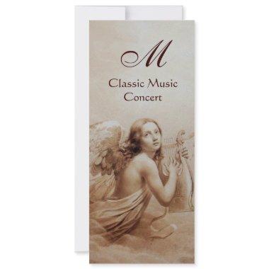 ANGEL PLAYING LYRA OVER THE CLOUDS, Monogram Gold