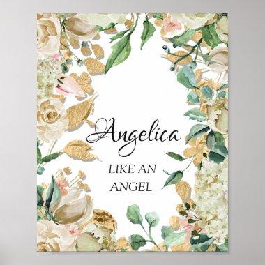 Angelica Name Meaning Floral Bridal Birthday Poster