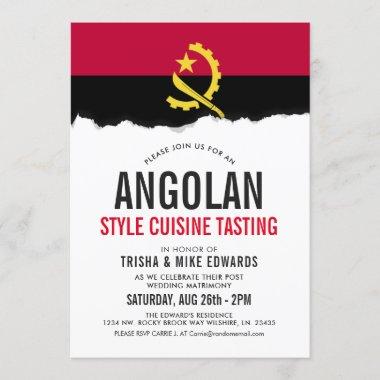 Angolan Themed Cuisine | Party Flag Invite White