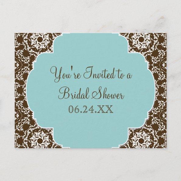 AnnaLiese Damask - Blue Bridal Shower Invitation PostInvitations