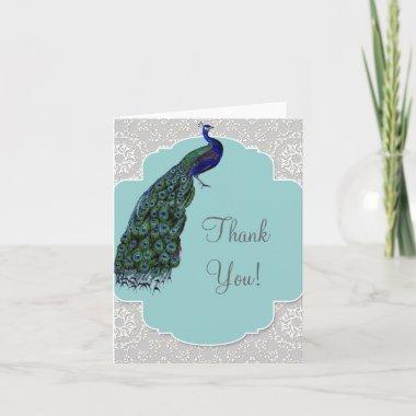 AnnaLiese Peacock Damask - Blue Thank You Notes