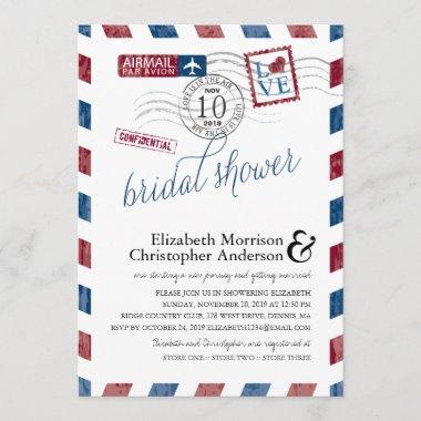 Antique Airmail Bridal Shower Invitations