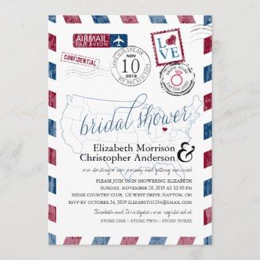 Antique Airmail Dayton Ohio | Bridal Shower Invitations