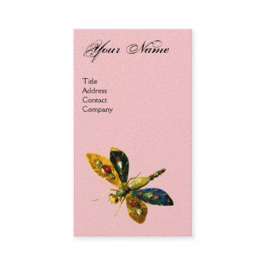 ANTIQUE DRAGONFLY JEWEL MONOGRAM ;Black Pink Business Invitations