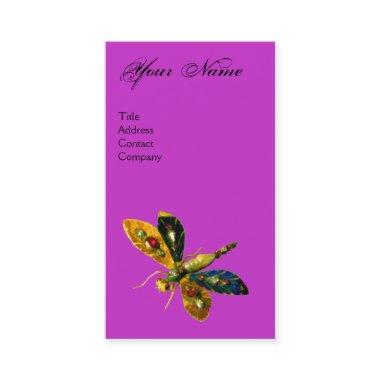 ANTIQUE DRAGONFLY JEWEL MONOGRAM Black Purple Business Invitations