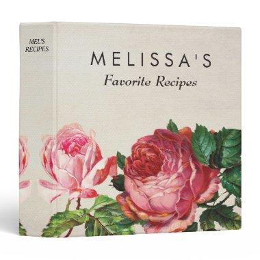 Antique Floral Personalized Cooking Recipe Binder