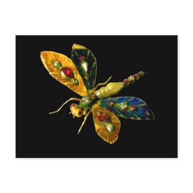 ANTIQUE GOLD DRAGONFLY JEWEL ,GEMSTONES IN BLACK POST