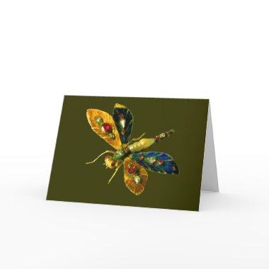 ANTIQUE GOLD DRAGONFLY JEWEL WITH GEMSTONES Invitations