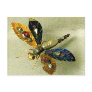 ANTIQUE GOLD DRAGONFLY JEWEL WITH GEMSTONES POSTCA POST