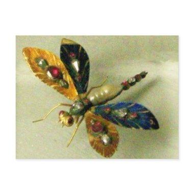 ANTIQUE GOLD DRAGONFLY JEWEL WITH GEMSTONES POSTCA POSTInvitations