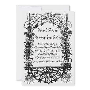 Antique Ornate Rustic Monochrome Floral