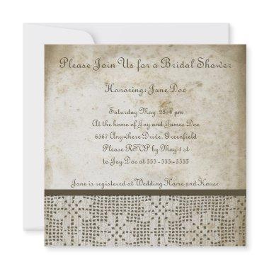 Antique Paper with Crochet Lace Invitations