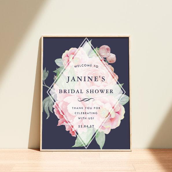 Antique Peony Bridal Shower Welcome Sign