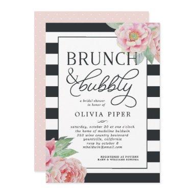 Antique Peony Brunch & Bubbly Bridal Shower Invite