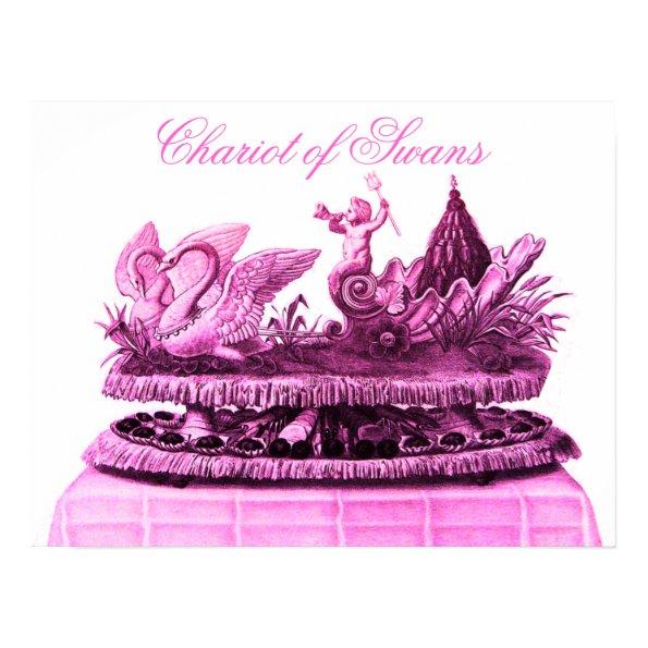 ANTIQUE PINK CHARIOT OF SWANS AND CUPCAKES POSTER