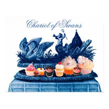 ANTIQUE PINK CHARIOT OF SWANS AND CUPCAKES POSTER