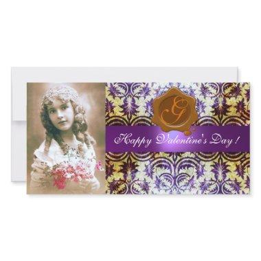 ANTIQUE PURPLE DAMASK BROWN WAX SEAL Monogram Holiday
