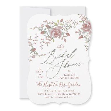 Antique Watercolor Roses Bridal Shower Invitations