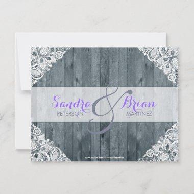 Antique White Lace Rustic Wood Weeding Invitations