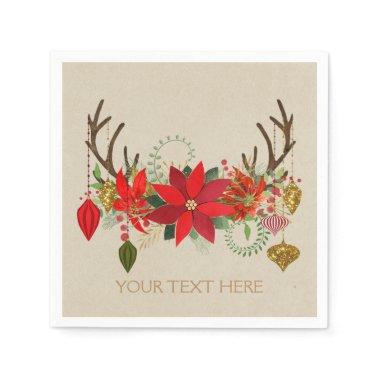 Antlers Ornaments Floral Antlers Holiday Rustic Paper Napkins