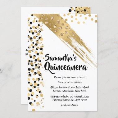 Any age birthday gold glitter safari confetti chic Invitations