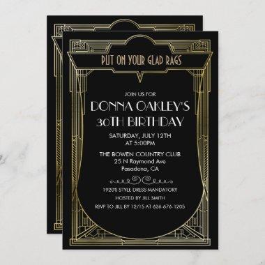 ANY AGE Great Gatsby Art Deco Birthday Invitations