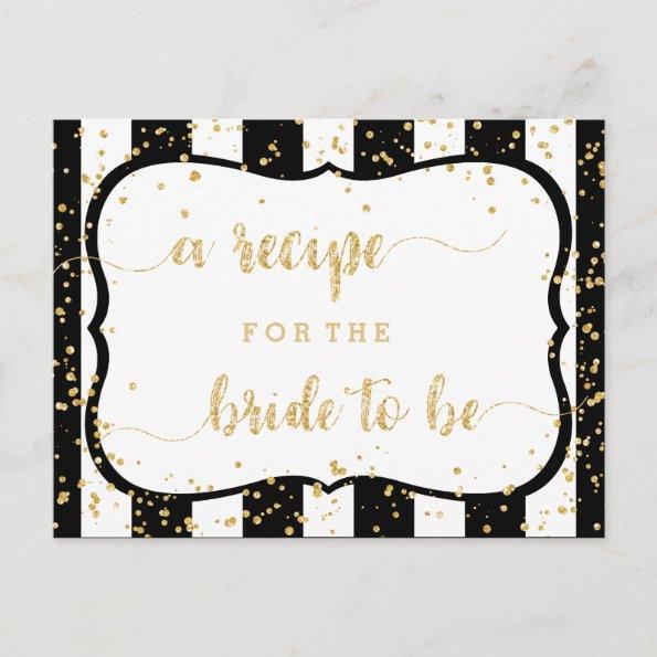 Any Color Stripes & Gold Bridal Shower Recipe Invitations