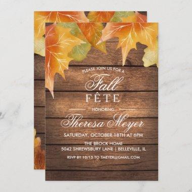 ANY EVENT - Rustic Autumn Fall Leaves Invitations