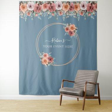 Any Event, Slate Dusty Blue Floral Photo Backdrop