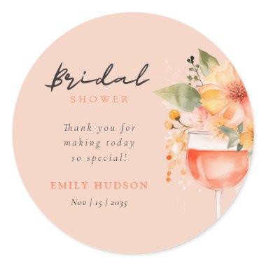 Aperol Spritz Floral  Classic Round Sticker