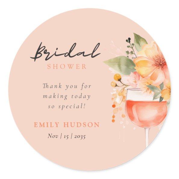Aperol Spritz Floral  Classic Round Sticker