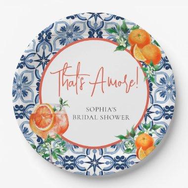 Aperol Spritz Orange Positano Bridal Shower Paper Plates