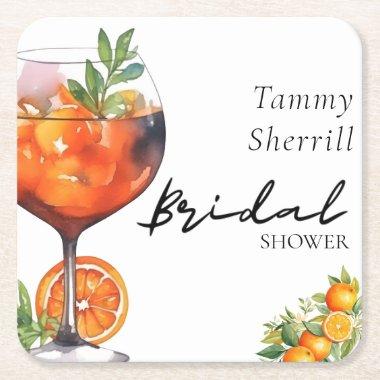Aperol Spritz Orange Summer  Square Paper Coaster