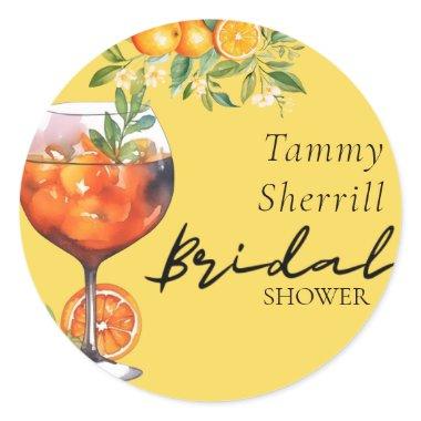 Aperol Spritz Orange Watercolor  Classic Round Sticker