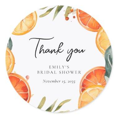 Aperol Spritz Watercolor Bridal Shower Classic Round Sticker