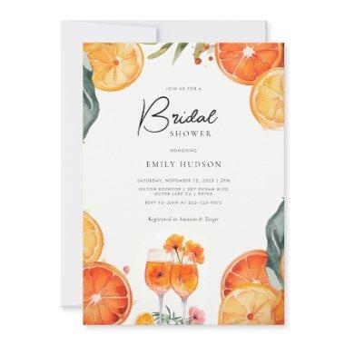 Aperol Spritz Watercolor Bridal Shower Invitations