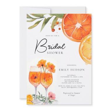 Aperol Spritz Watercolor Bridal Shower Invitations