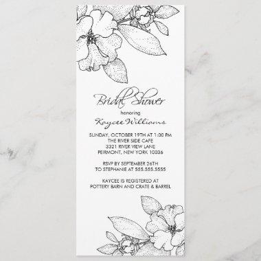 Apple Blossom on Black Bridal Shower Invitations